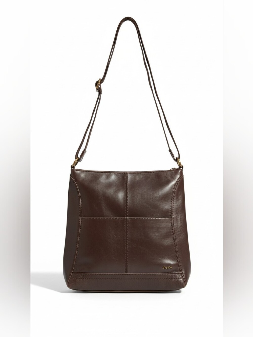The Sak Lucia Leather Crossbody Bag in a dark brown